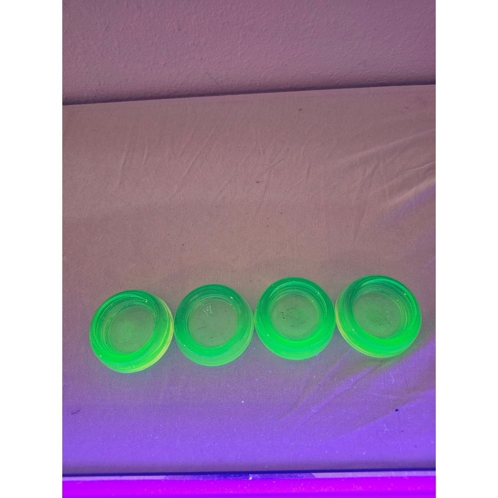 Hazel-Atlas 2.5" Green Uranium Glass Coasters Vintage Set of 4